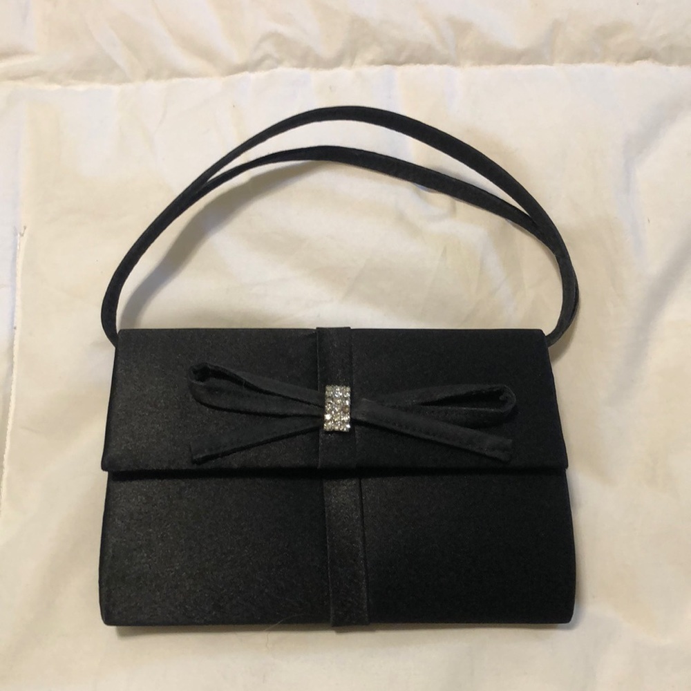 Formal, small, black satin purse